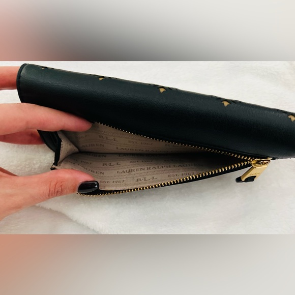 Lauren Ralph Lauren Crosshatch Black Pattern Slim Wallet, EUC - Picture 9 of 10